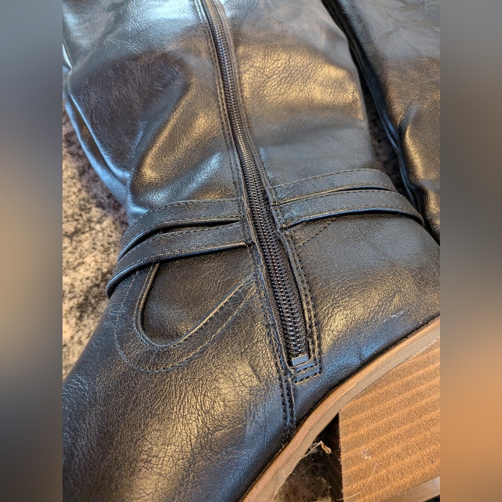 Dr Scholl's Black Boots Knee High Like New Manmade Material Size 9.5 - Picture 11 of 13